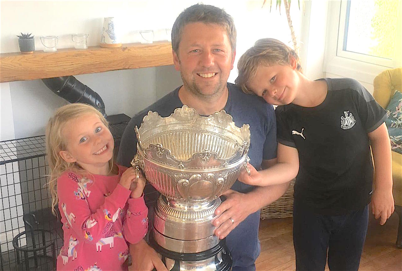 Cumbria stroke play champion Craig Morrow with his daughter Eliza and son Isaac