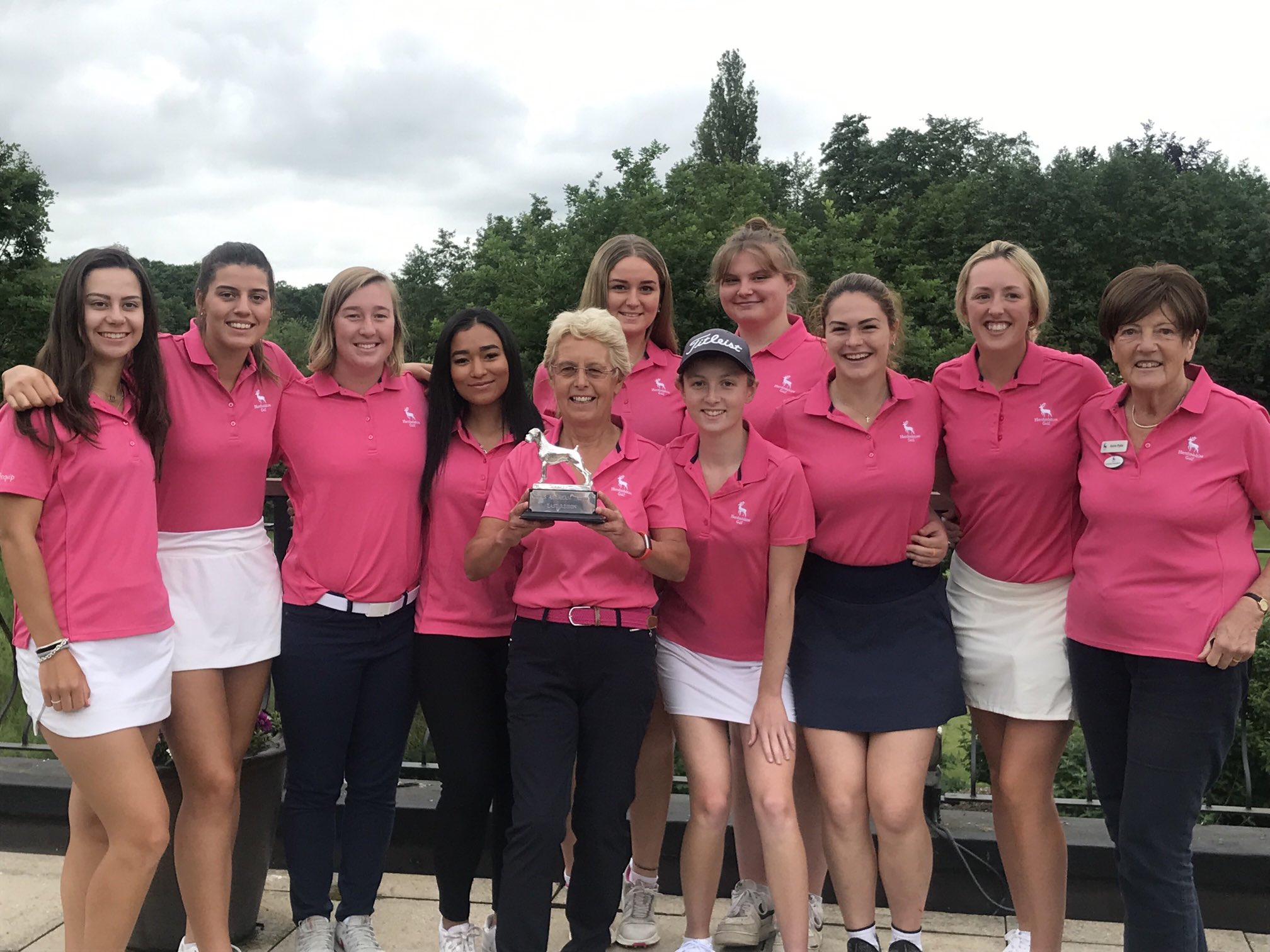 The winning Hertfordshire squad, from the left, back row: Maddie Rolfe, Millie Pratten. Front row: Rebecca Earl, Honor Kielty, Ellen Hume, Zainab Jeppe, Julie Nedza (vice captain), Emmanuelle Hewson, Ellie Farwell, Mawgan Vater, Anne Pyke (county president)