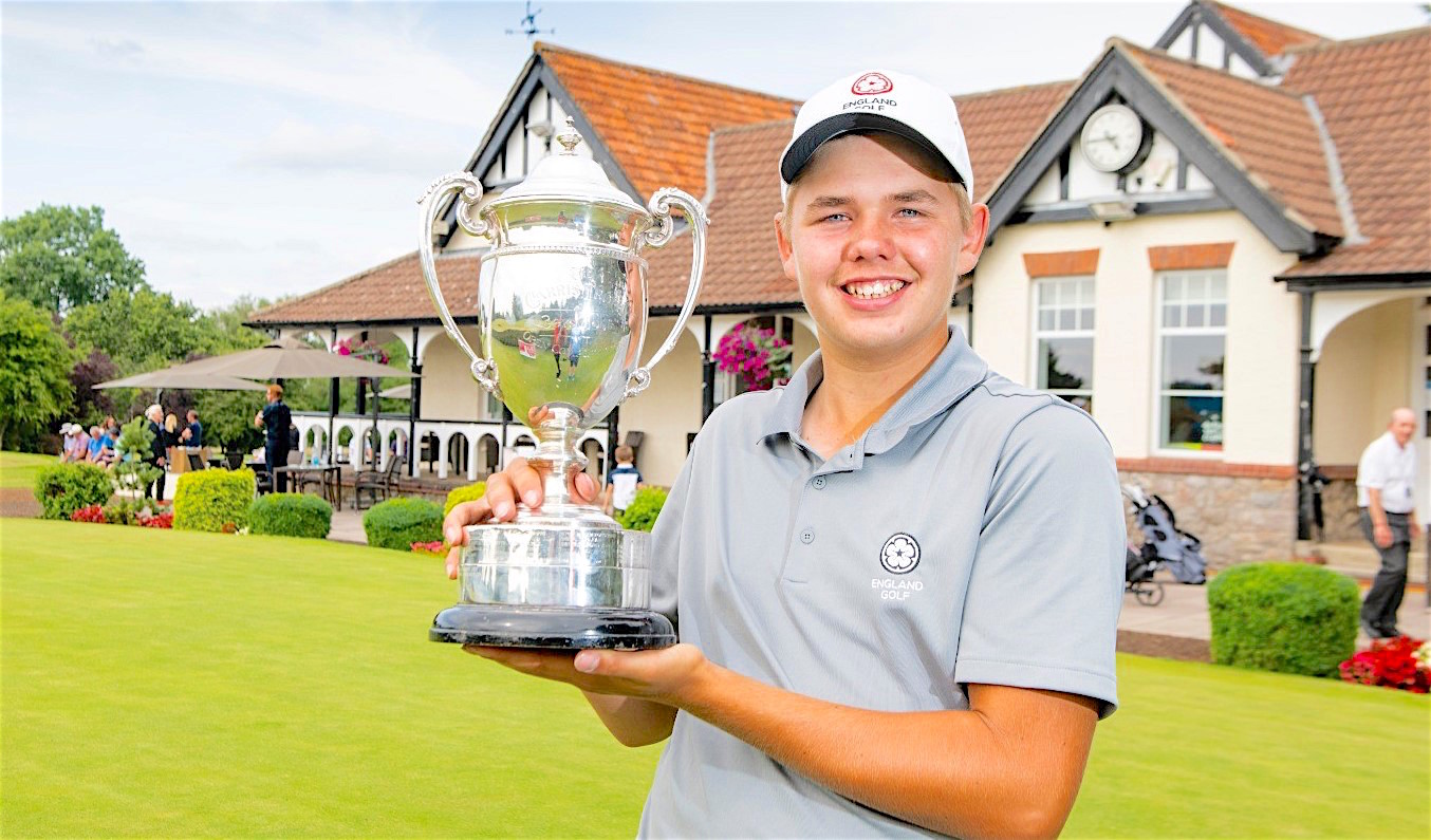 REMARKABLE DOUBLE: Harley Smith with the Carris Trophy (England U-18s), a week after he collected the McGregor Trophy (England U-16s)