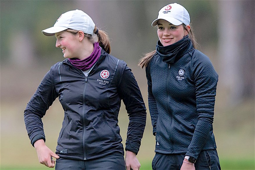 Sunningdale Foursomes champions Lottie Woad (left) and Rachel Gourley.