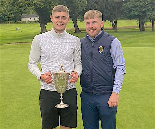 Taylor Kerr (left) and his caddy Jack Cuthbertson
