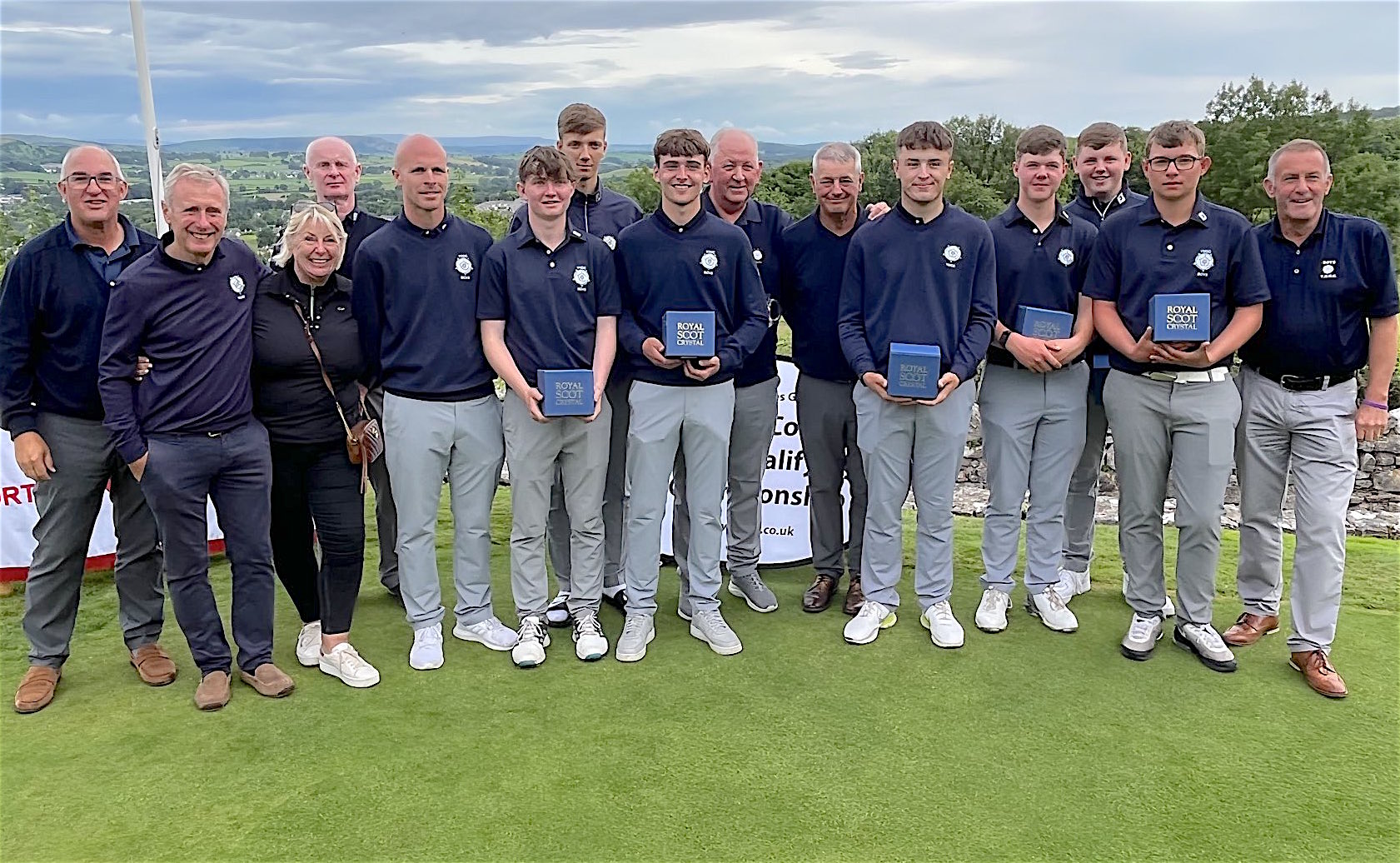 The victorious Yorkshire Boys team with officials and supporters at Kendal Golf Club