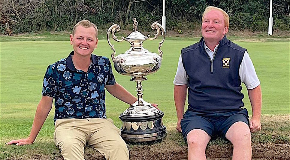 West of England champion Sam Williams (left) and his caddy Rory Hunt