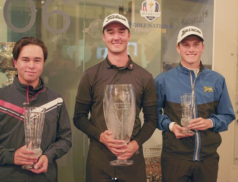 Jamie Mann (centre) with runner-up Maxime Lam (left) and third-placed Aaron Edwards-Hill