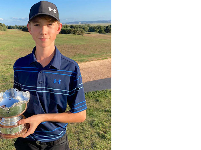 Surrey's James Brash with the North of England U-16s Stroke Play trophy