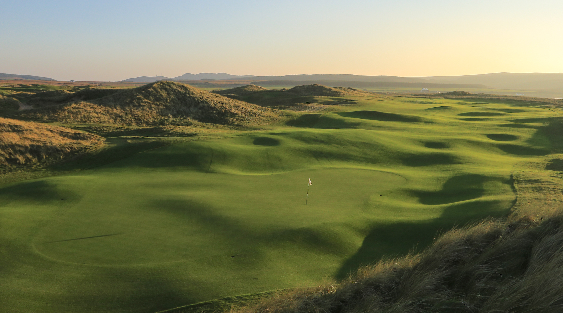 A view down the sixth hole at The Machrie Hotel & Golf Links on the Isle of Islay in Scotland