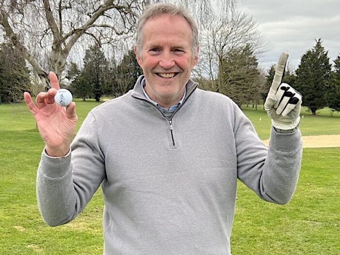 MIRACLE MAN: Ian Arrows celebrates his second hole-in-one in a round at Mid Kent Golf Club
