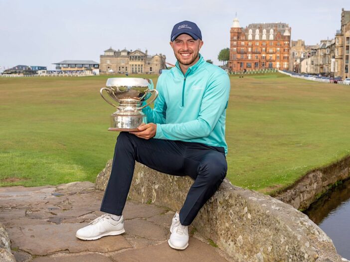Alex Maguire with the St Andrews Links Trophy
