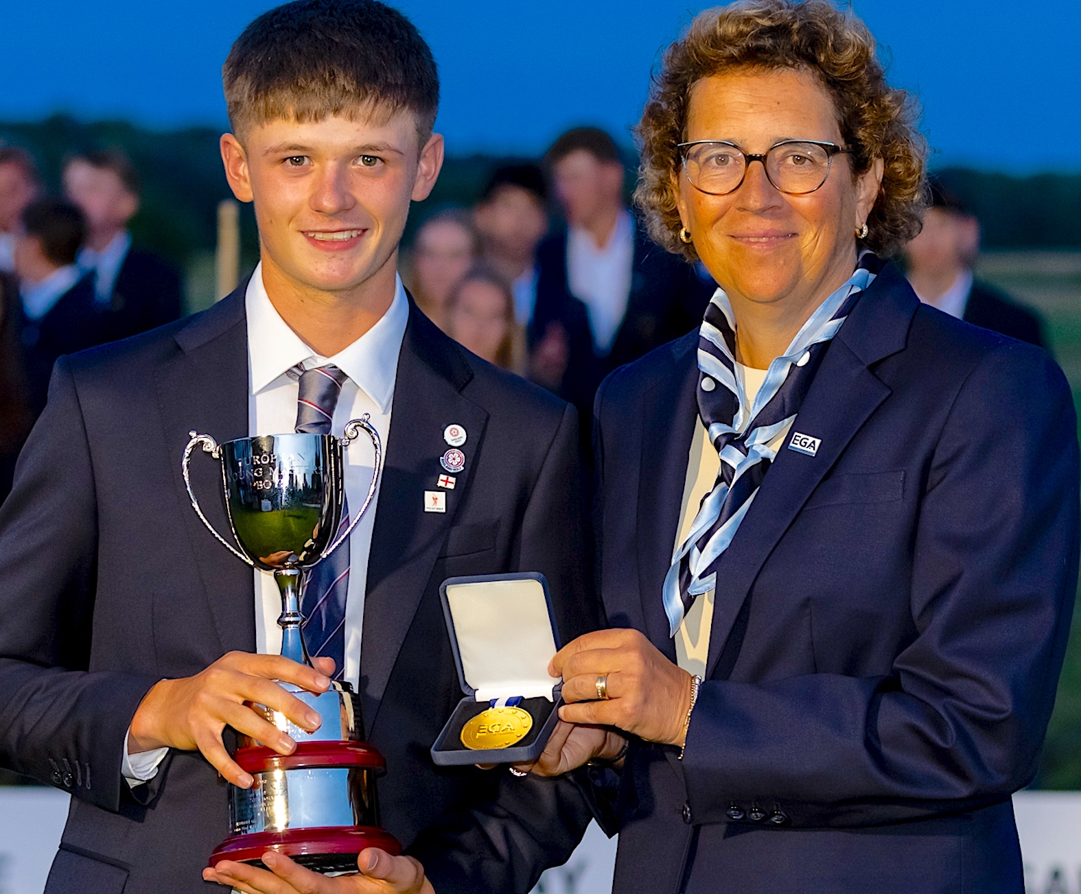Ben Bolton is presented with his European Young Masters prize
